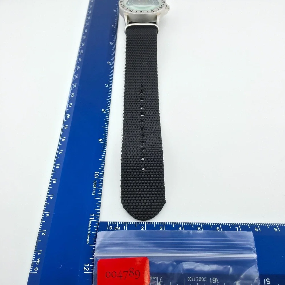 Men's Watch Sport Stainless Steal Case 24hr Military Bezel Black Band 9